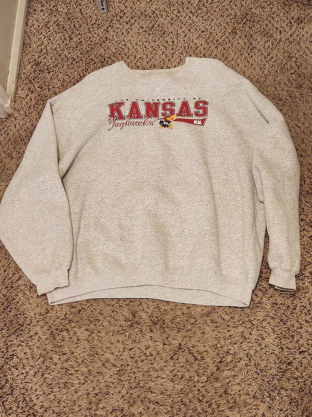 Big Cotton Gear For Sports KU Jayhawks Crewneck Sweatshirt XXL Kansas